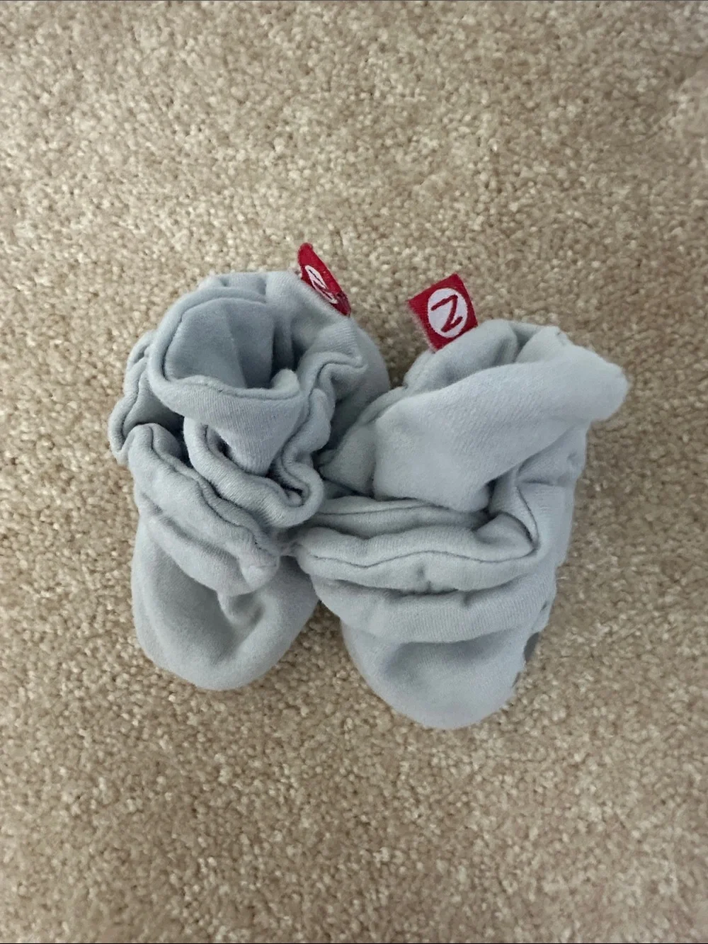 Zutano gray and baby pink Infant booties 6 mo